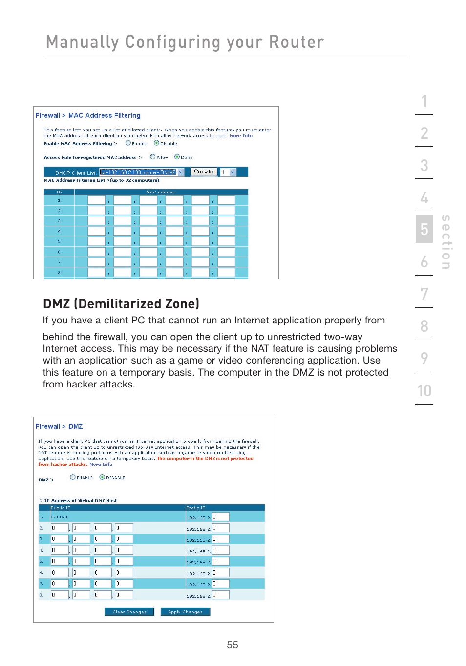 Manually configuring your router | Belkin F5D7632uk4v3000 User Manual | Page 55 / 108