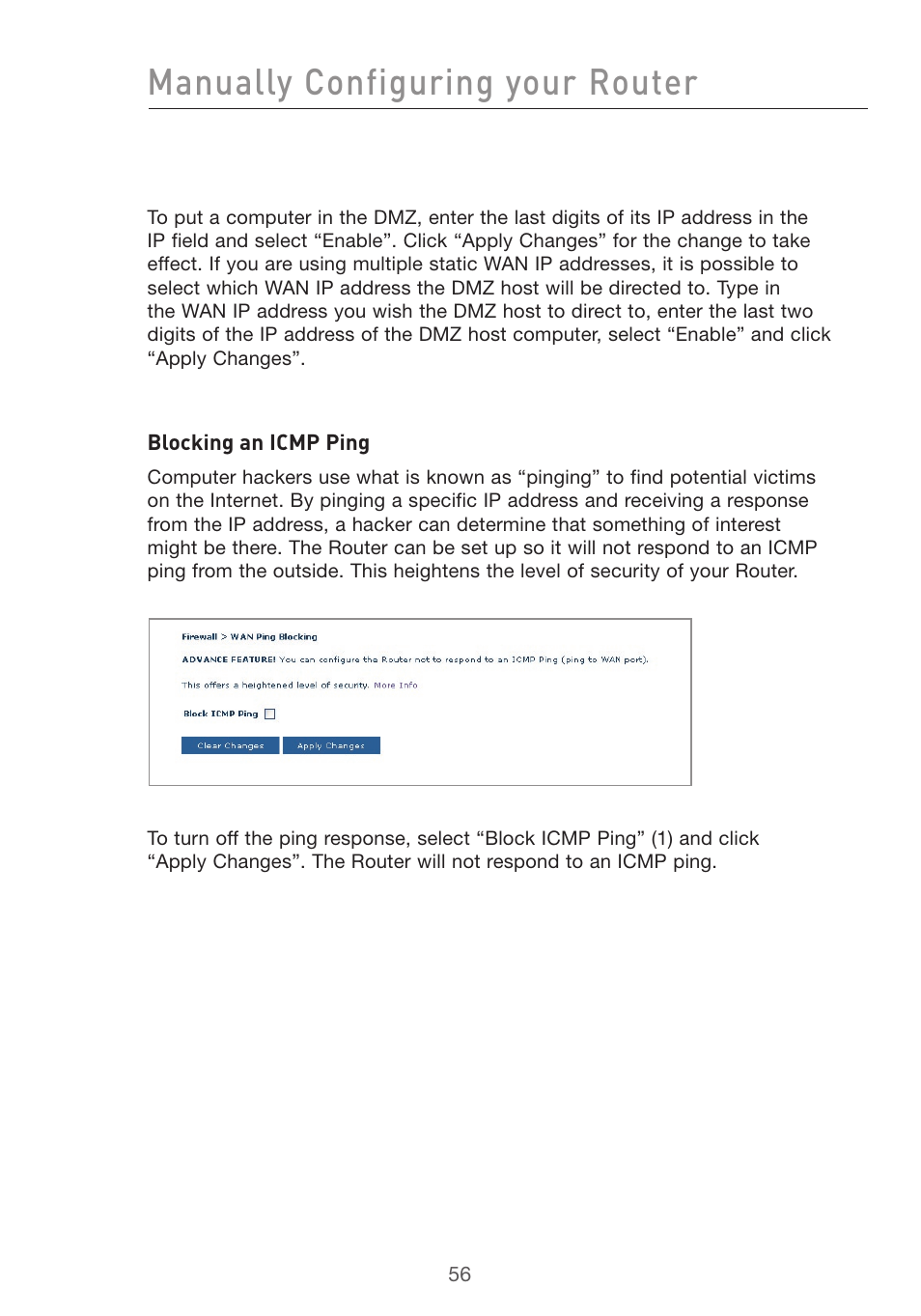 Manually configuring your router | Belkin F5D7632uk4v3000 User Manual | Page 56 / 108