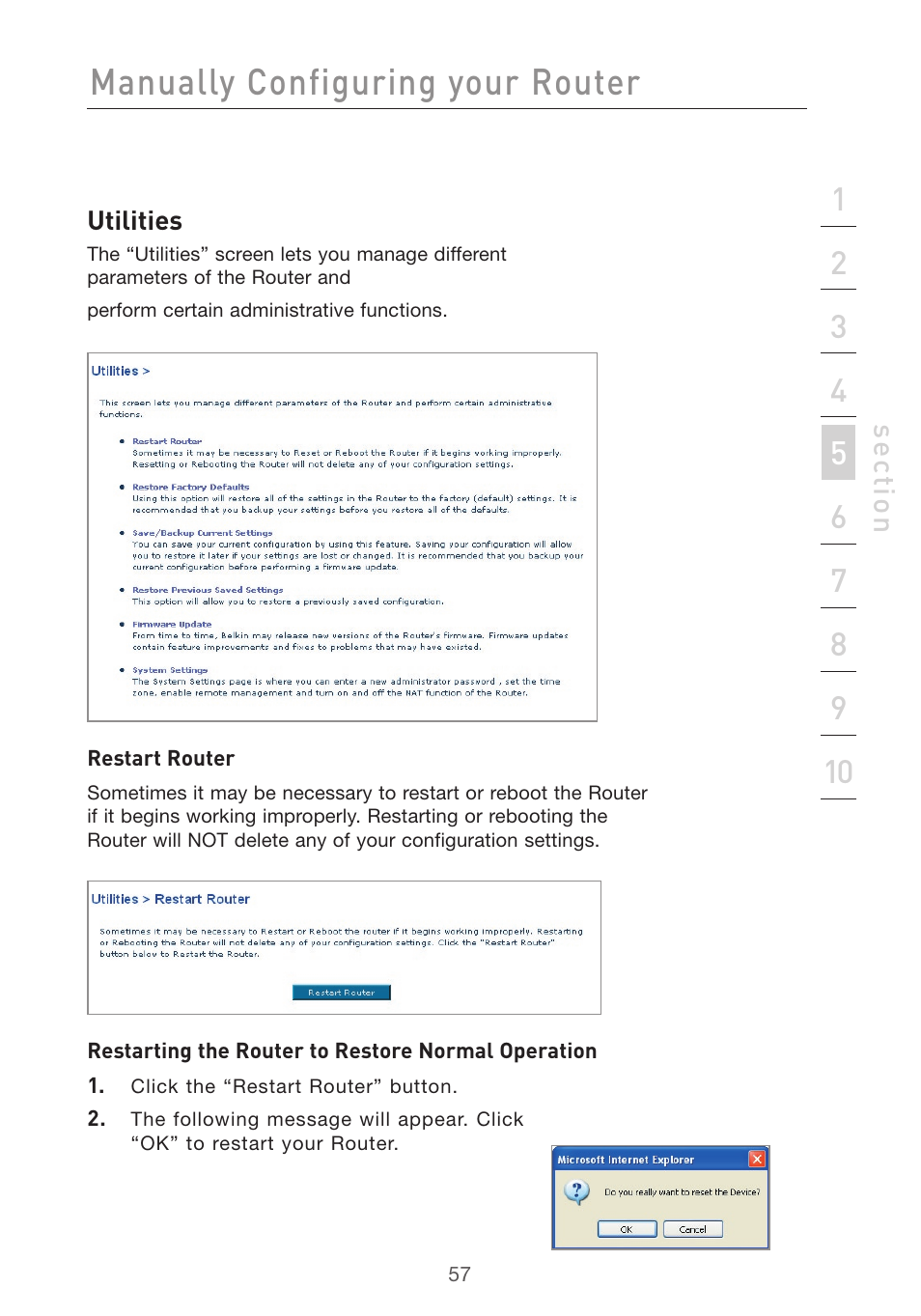 Manually configuring your router | Belkin F5D7632uk4v3000 User Manual | Page 57 / 108