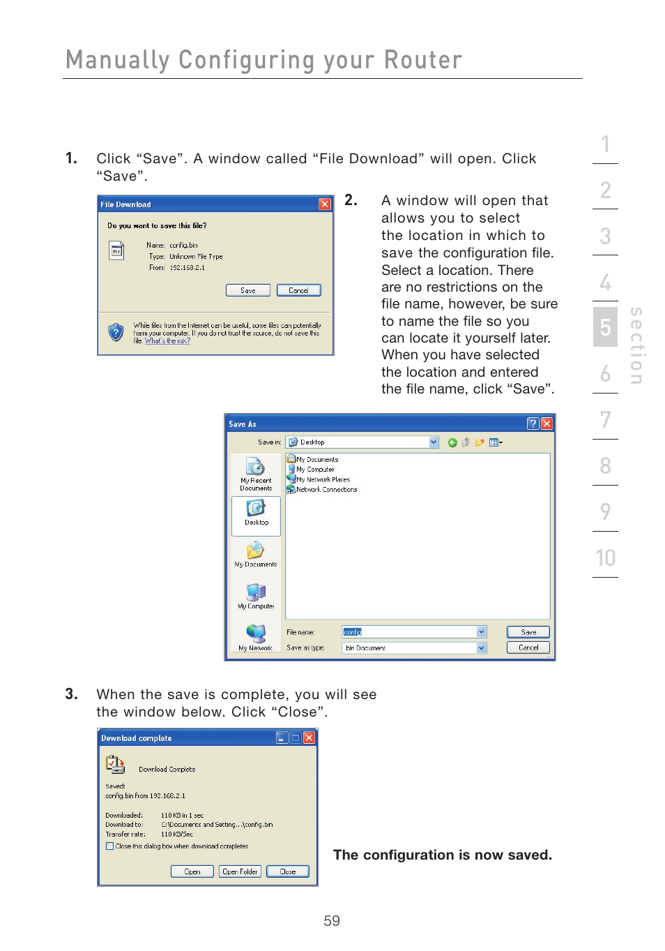 Manually configuring your router | Belkin F5D7632uk4v3000 User Manual | Page 59 / 108