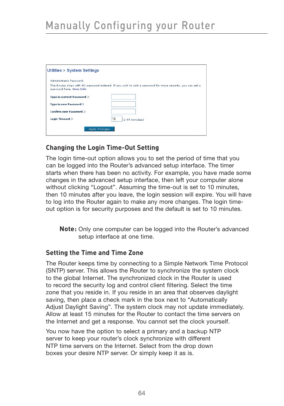 Manually configuring your router | Belkin F5D7632uk4v3000 User Manual | Page 64 / 108