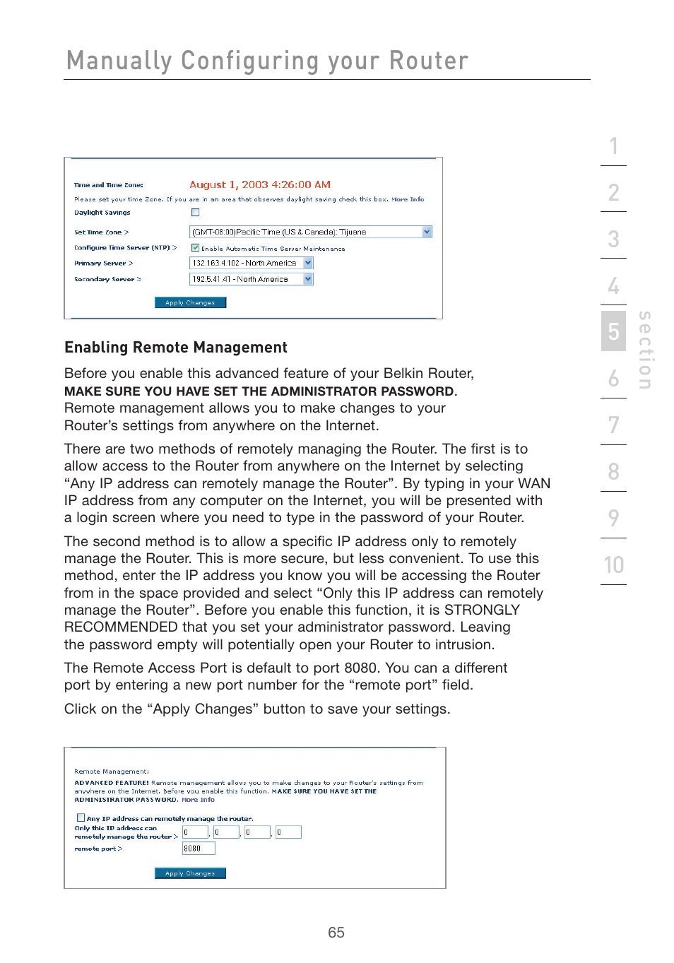 Manually configuring your router | Belkin F5D7632uk4v3000 User Manual | Page 65 / 108