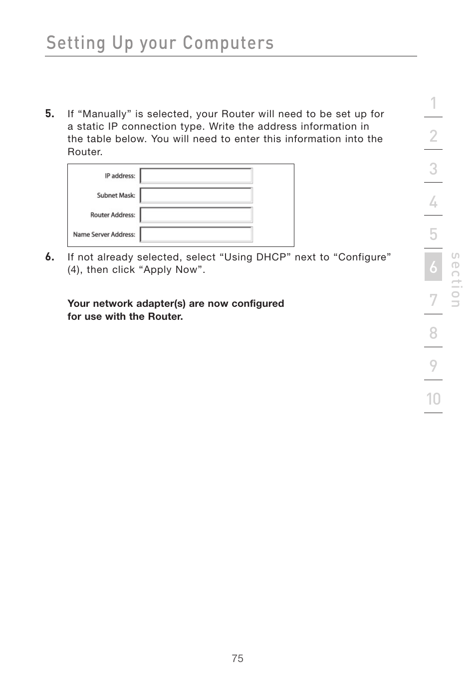 Setting up your computers | Belkin F5D7632uk4v3000 User Manual | Page 75 / 108