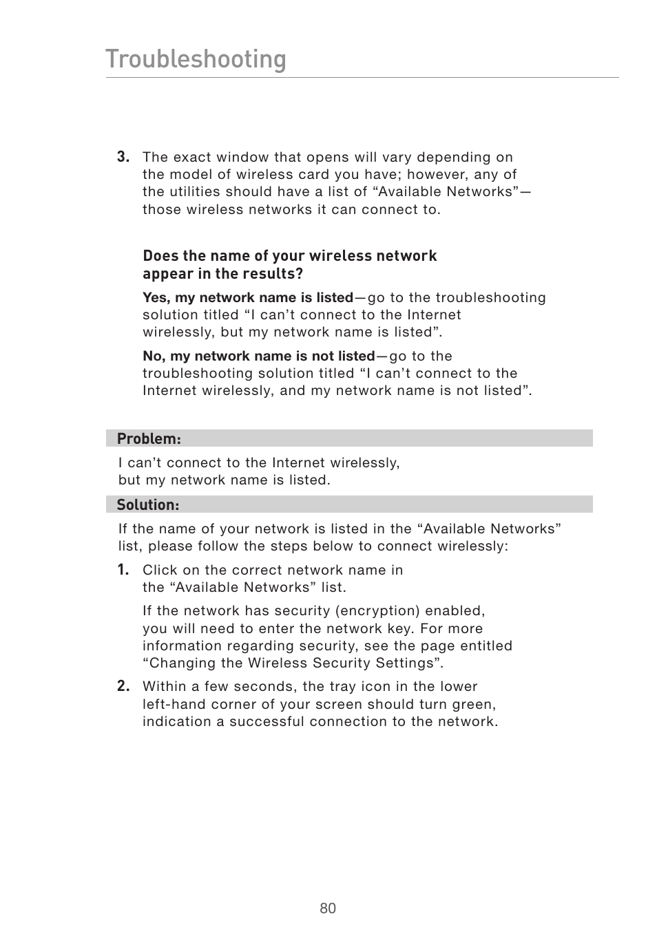 Troubleshooting | Belkin F5D7632uk4v3000 User Manual | Page 80 / 108