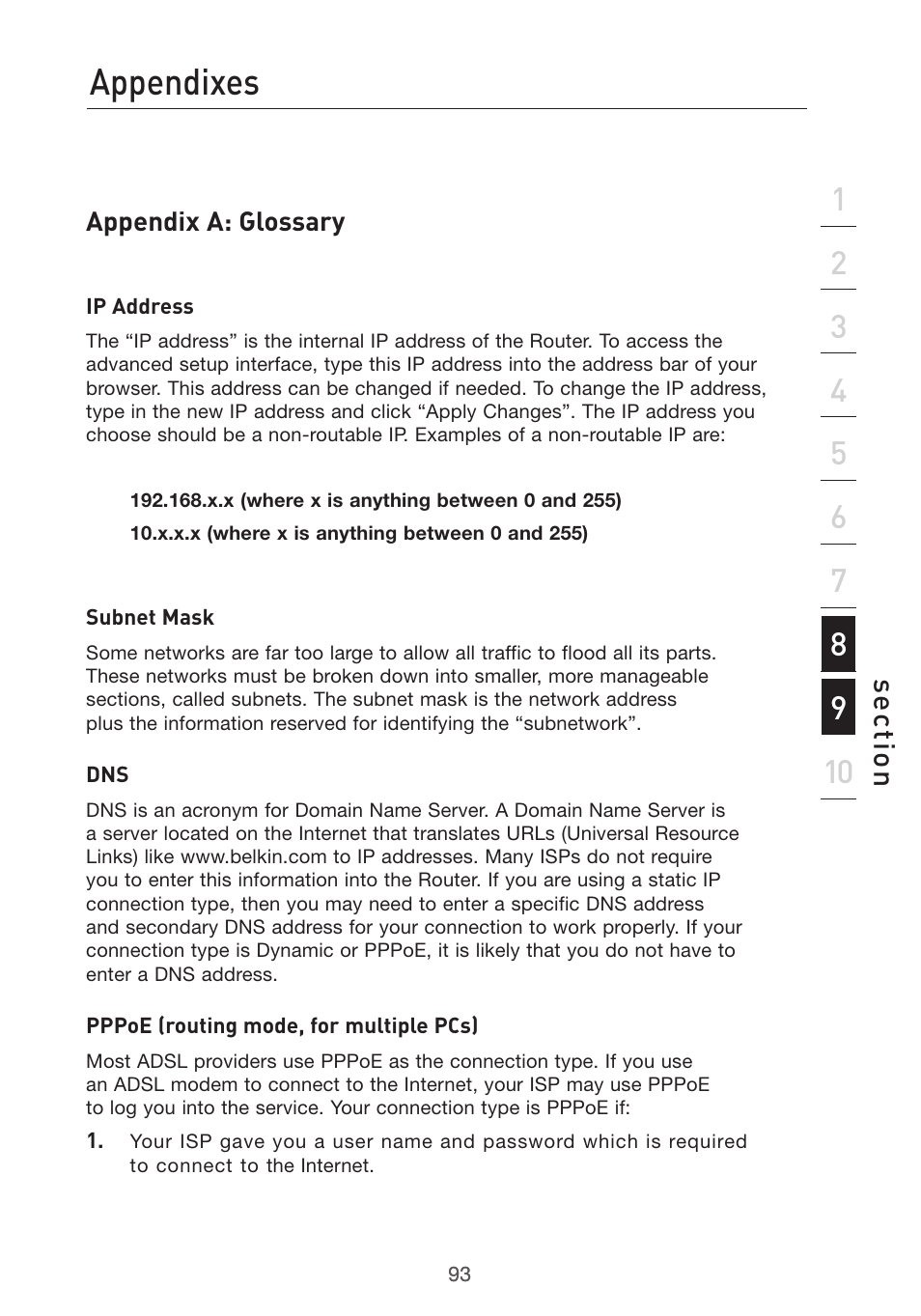Appendixes | Belkin F5D7632uk4v3000 User Manual | Page 93 / 108