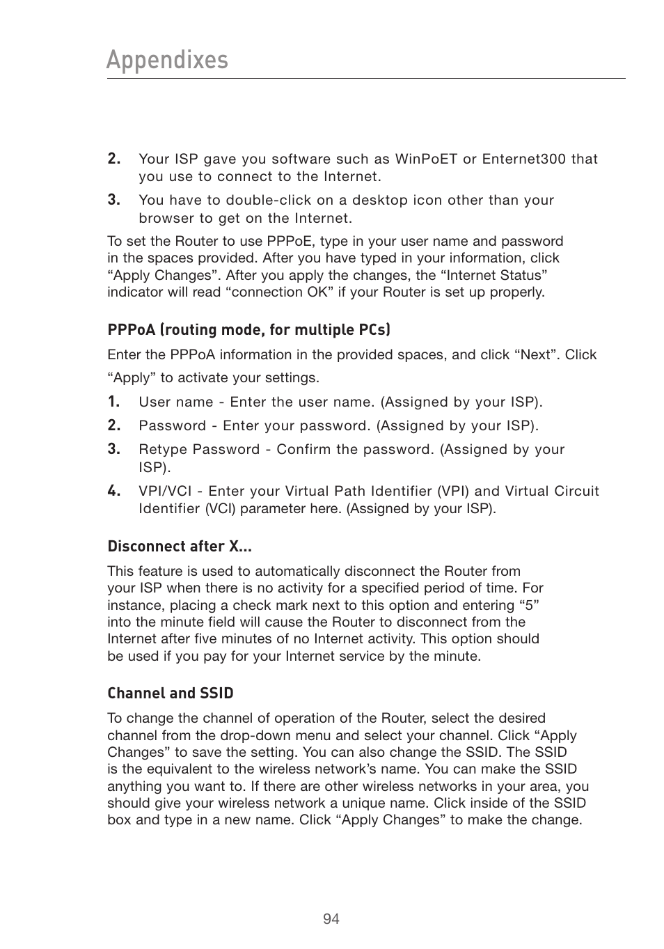 Appendixes | Belkin F5D7632uk4v3000 User Manual | Page 94 / 108