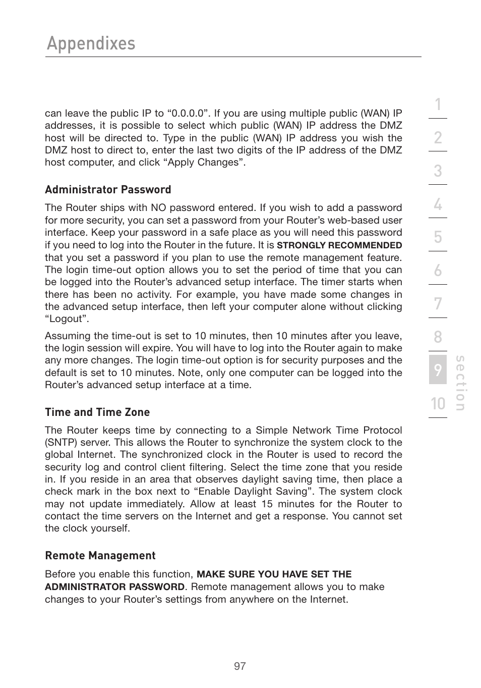 Appendixes, Se ct io n | Belkin F5D7632uk4v3000 User Manual | Page 97 / 108