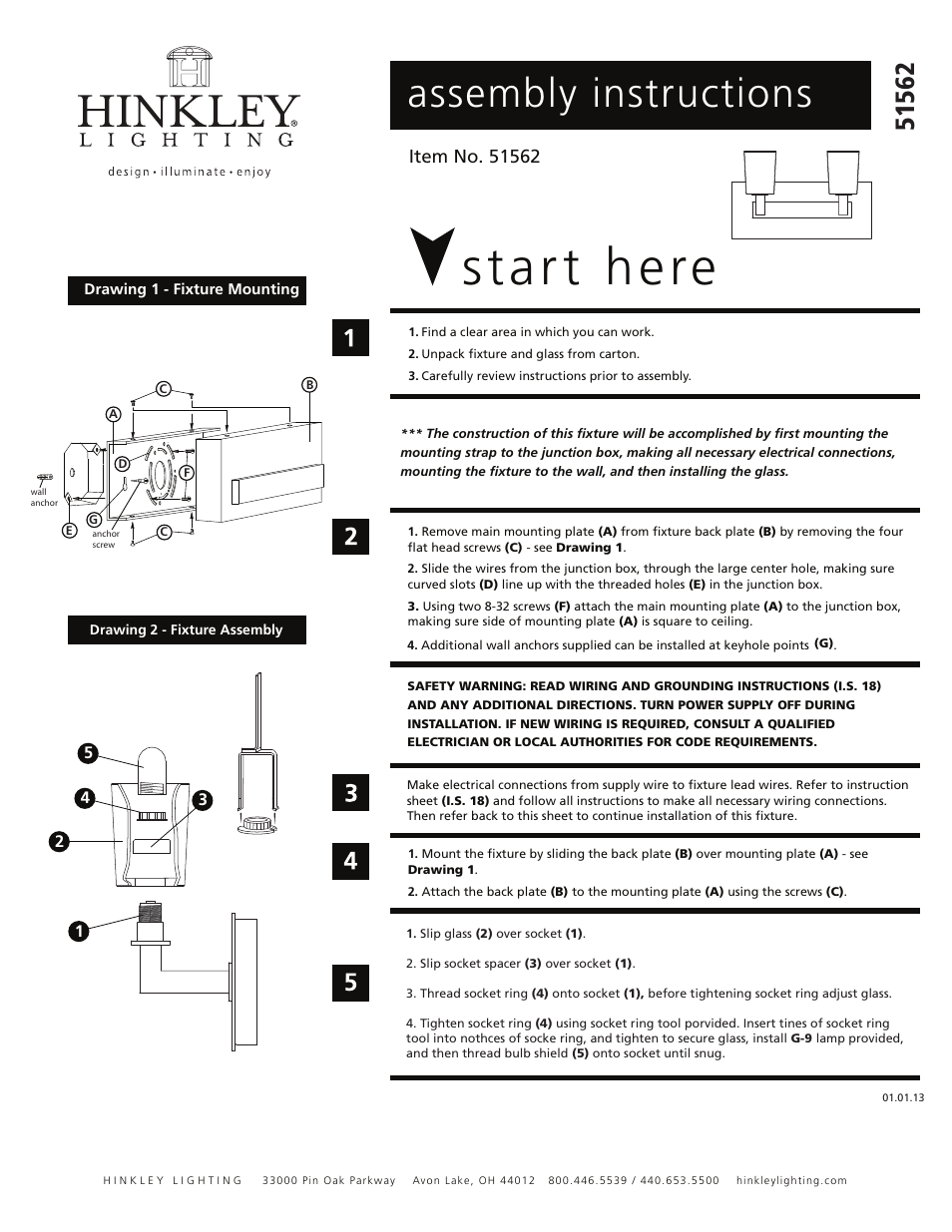 Hinkley Lighting ZINA 51562 User Manual | 2 pages