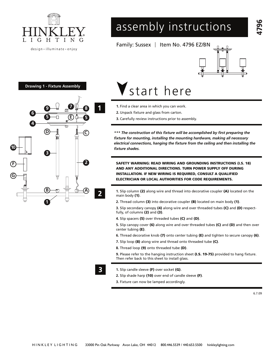 Hinkley Lighting SUSSEX 4796EZ User Manual | 3 pages