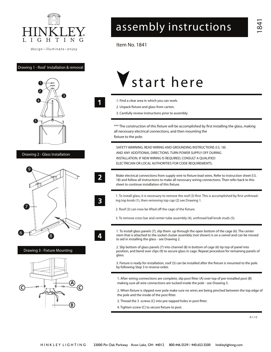 Hinkley Lighting YORK 1841 User Manual | 2 pages