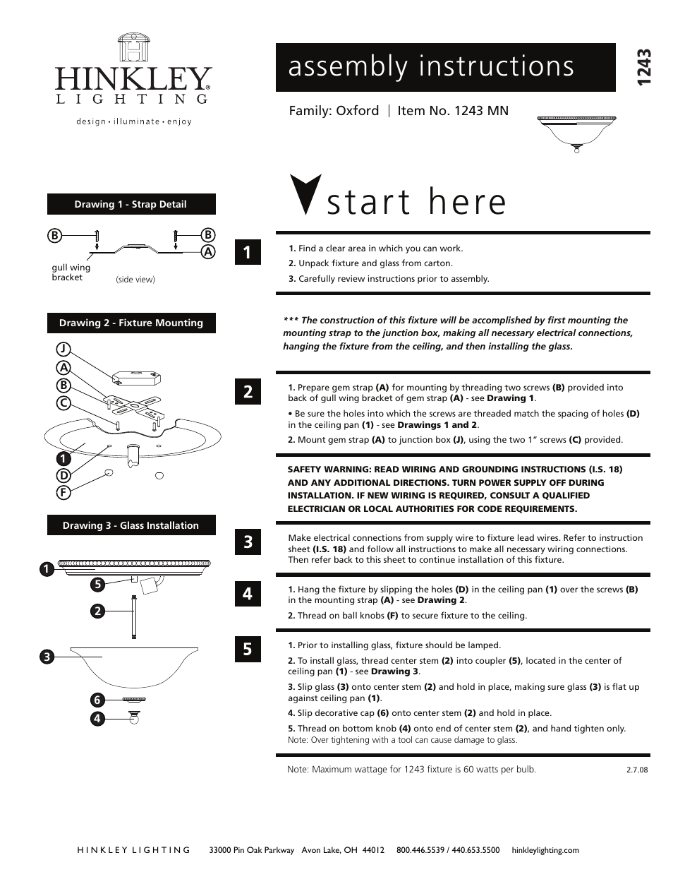 Hinkley Lighting OXFORD 1243MN User Manual | 2 pages