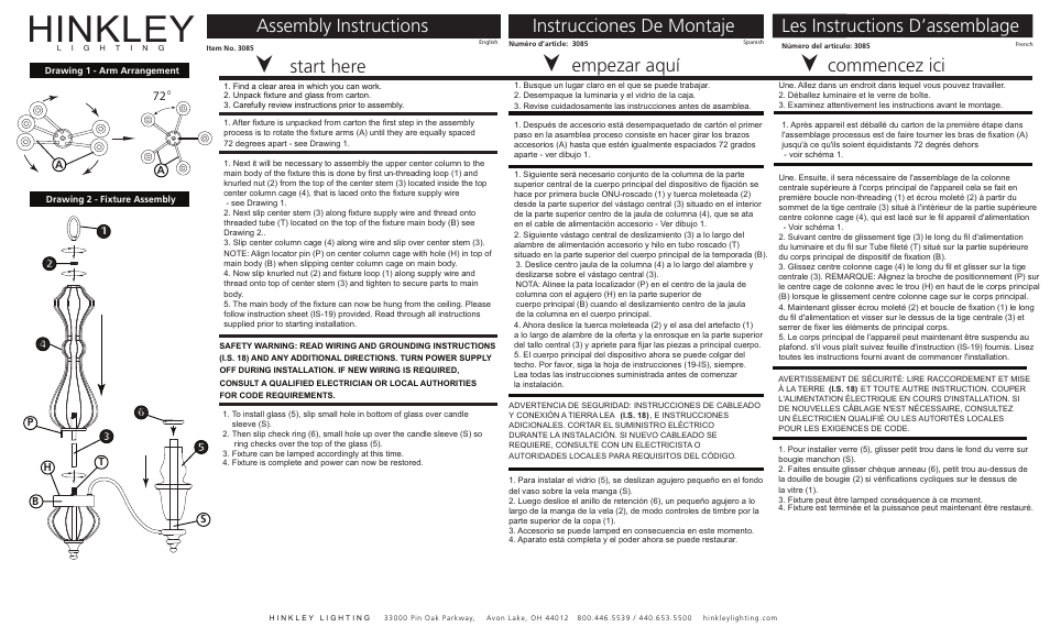 Hinkley Lighting CELINE 3085GF User Manual | 3 pages
