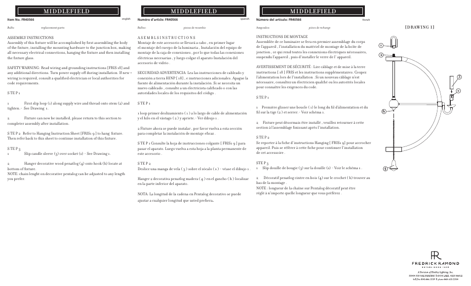 Hinkley Lighting MIDDLEFIELD FR40566IRR User Manual | 3 pages