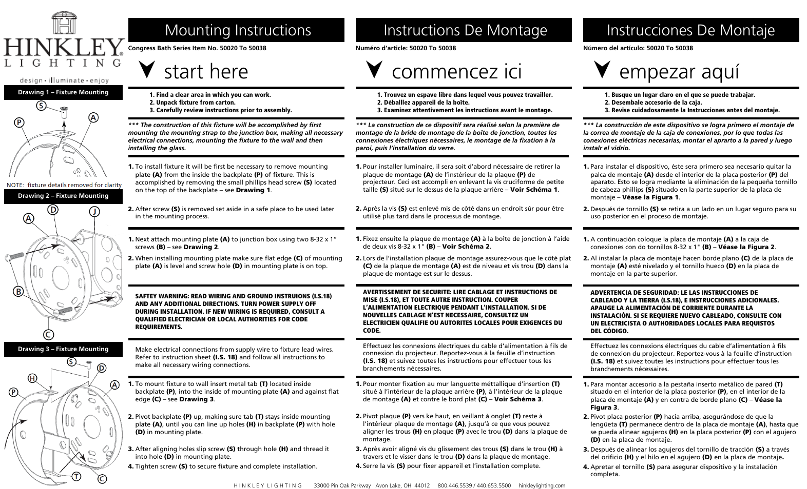 Hinkley Lighting CONGRESS 50036 User Manual | 3 pages