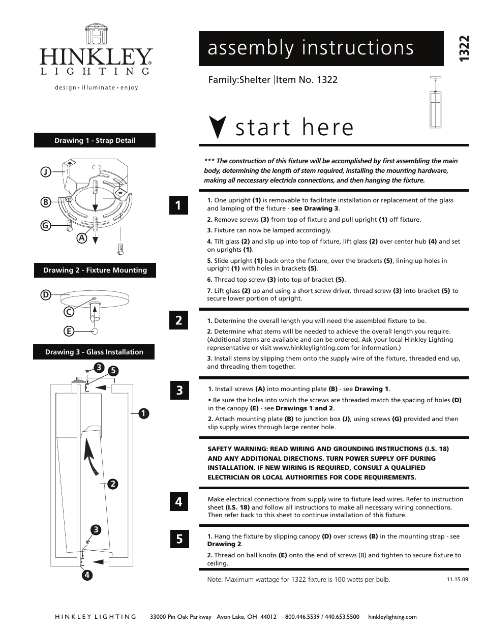 Hinkley Lighting SHELTER 1322 User Manual | 2 pages