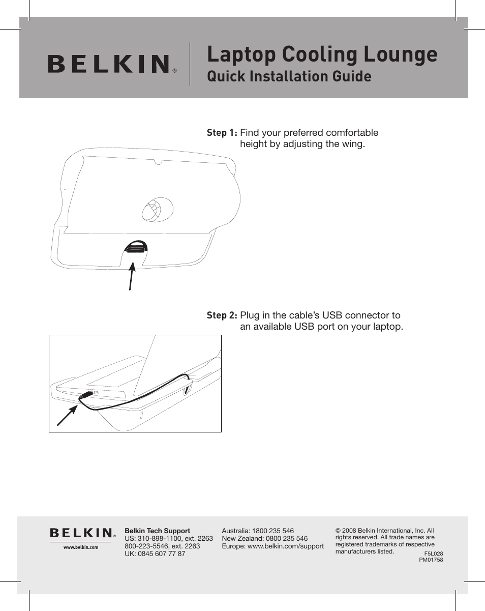 Belkin Cooling Lounge PM01758 User Manual | 1 page