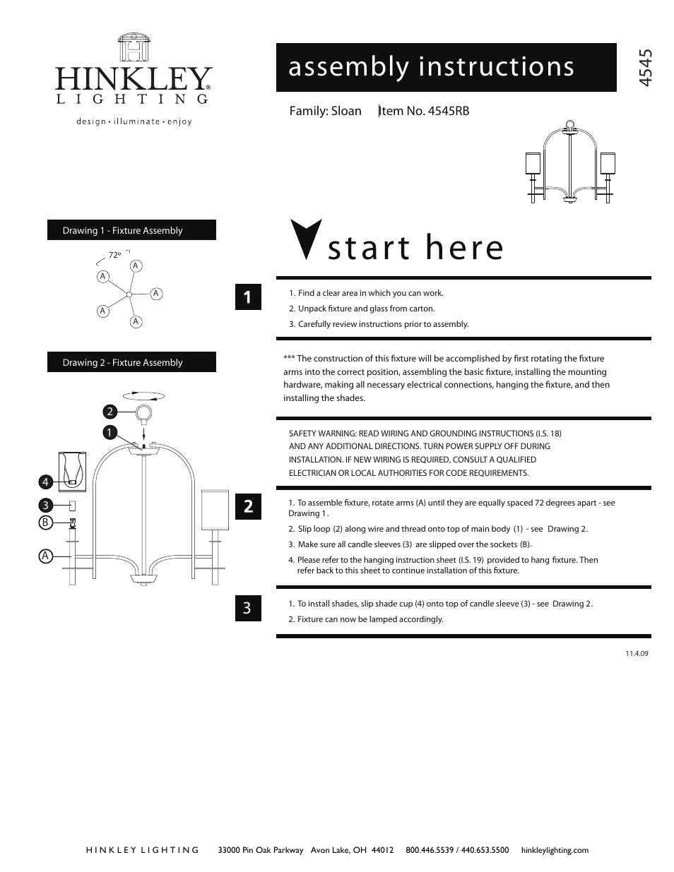 Hinkley Lighting SLOAN 4545RB User Manual | 3 pages