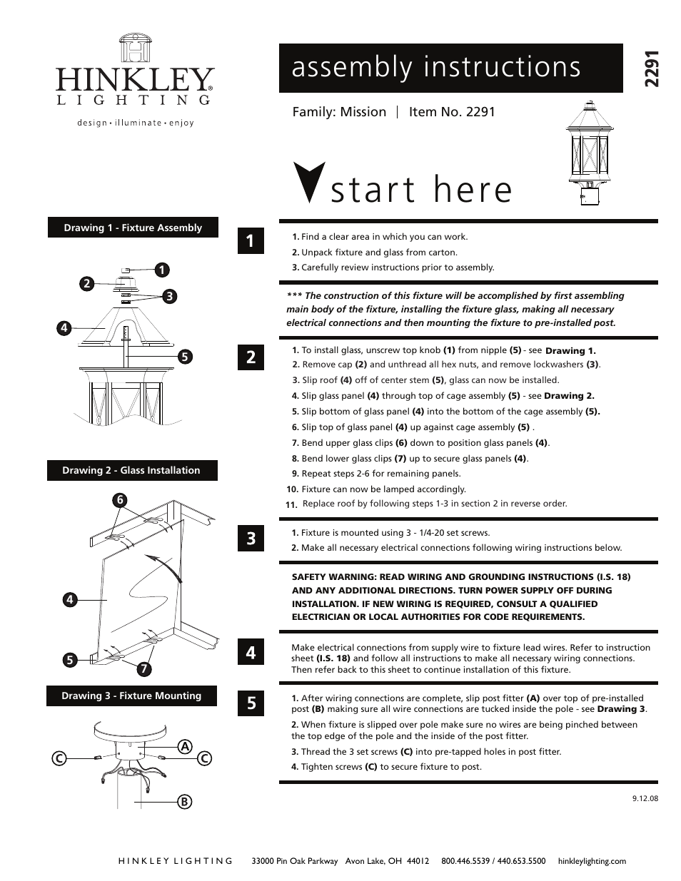 Hinkley Lighting BRIGHTON 2291 User Manual | 2 pages