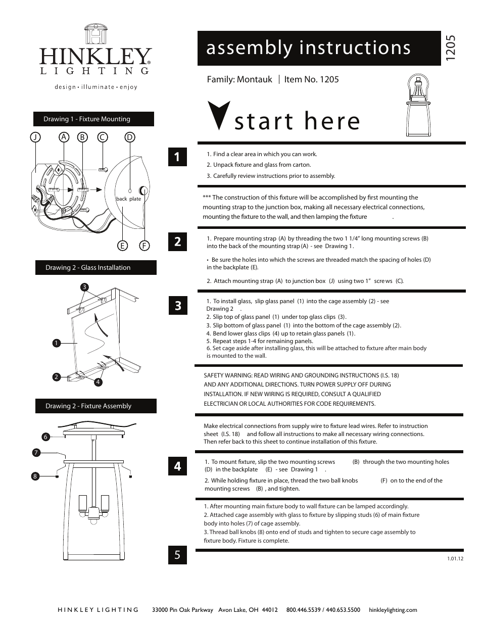 Hinkley Lighting MONTAUK 1205 User Manual | 3 pages