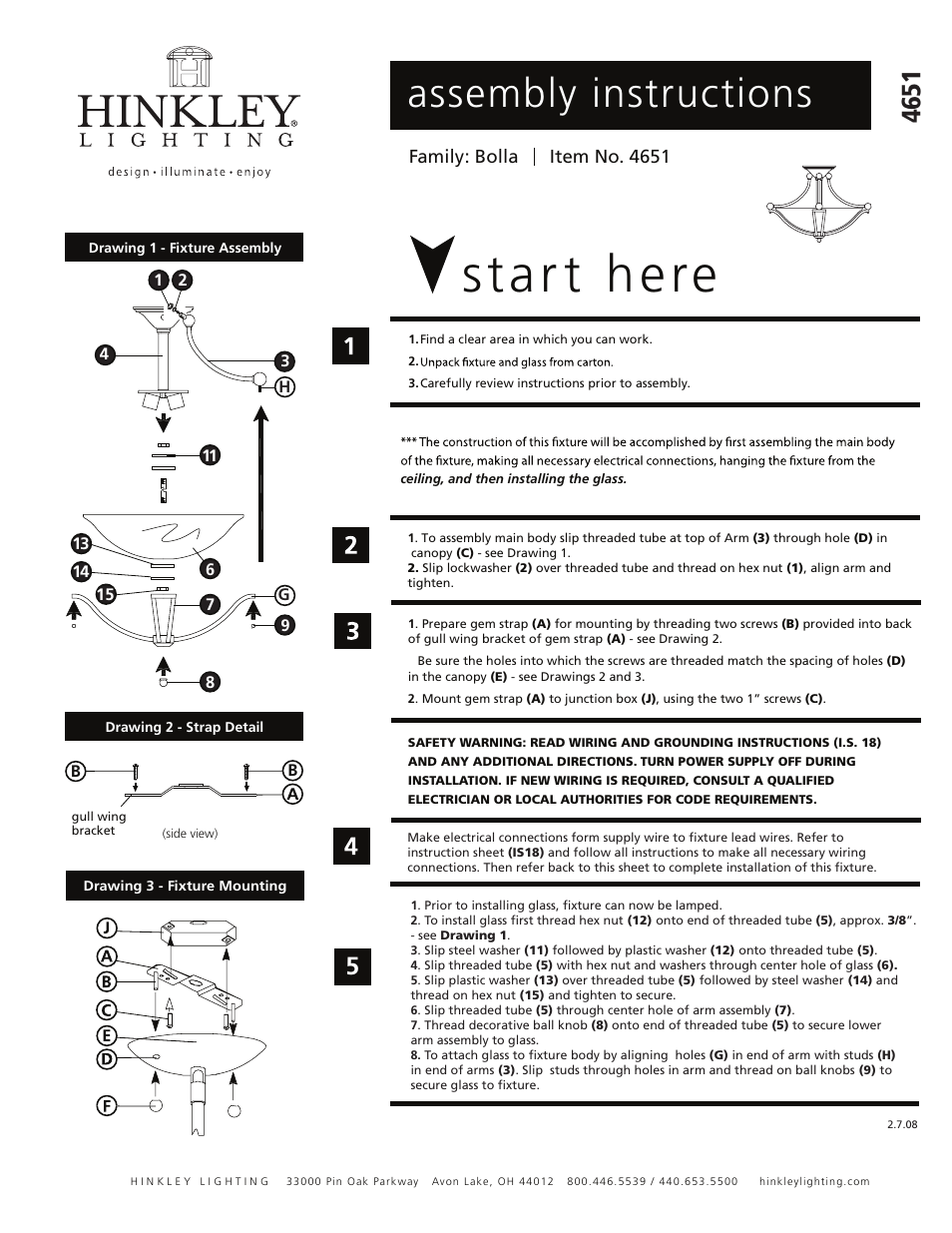 Hinkley Lighting BOLLA 4651OB-OP-LED User Manual | 2 pages