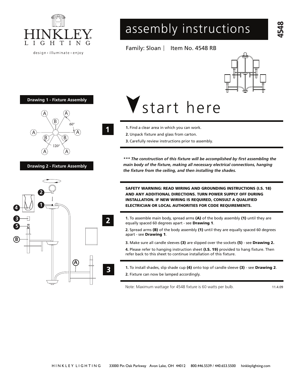 Hinkley Lighting SLOAN 4548RB User Manual | 3 pages