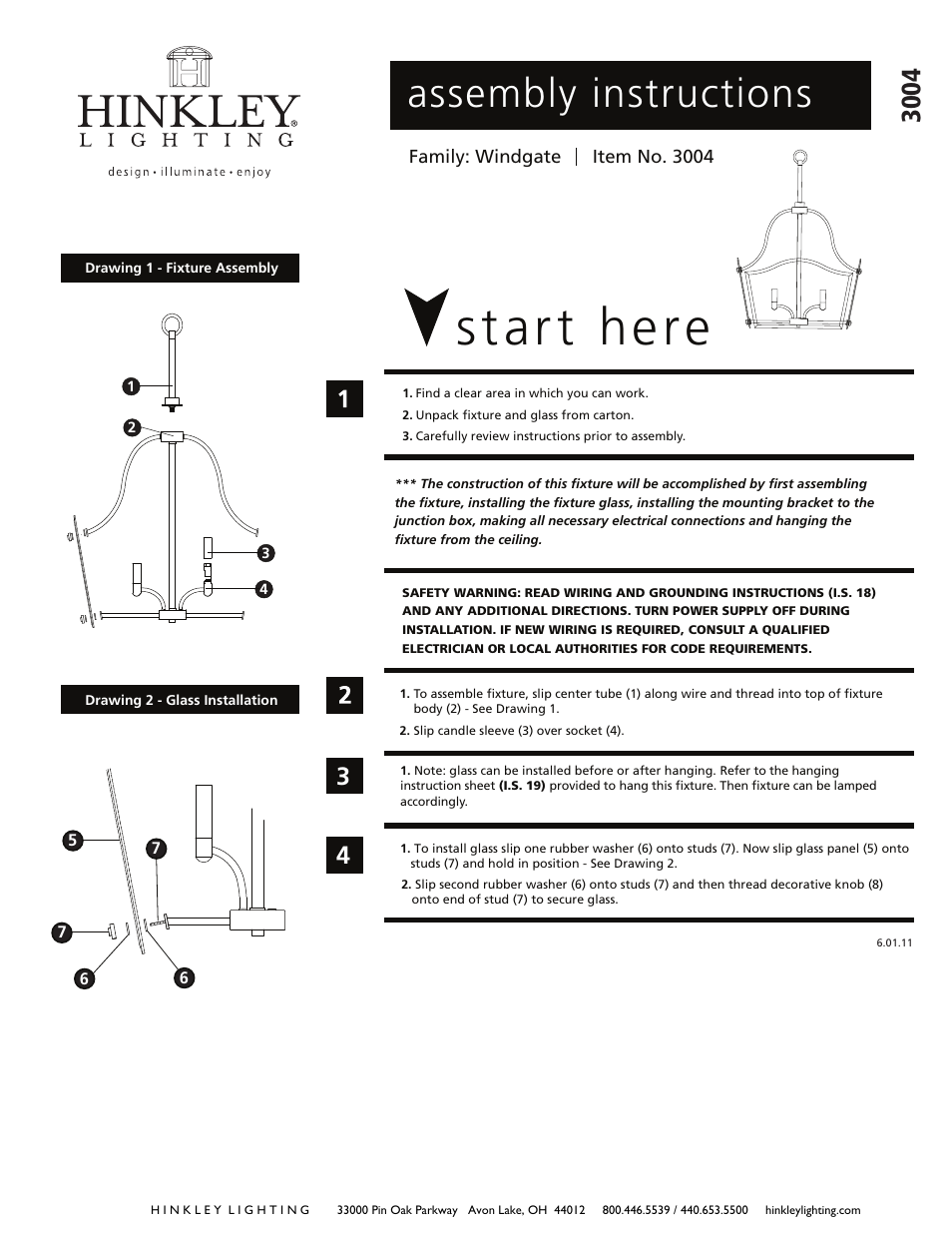 Hinkley Lighting WINGATE 3004OZ User Manual | 2 pages