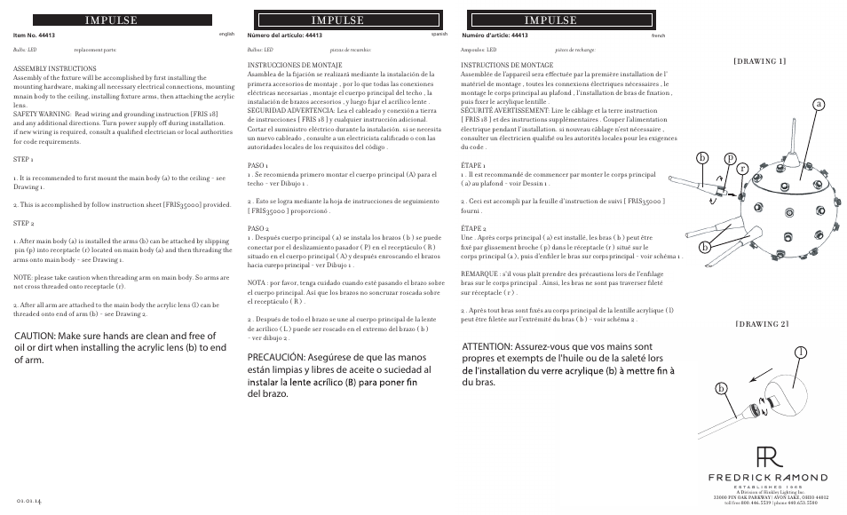 Hinkley Lighting IMPULSE FR44413CLD User Manual | 3 pages
