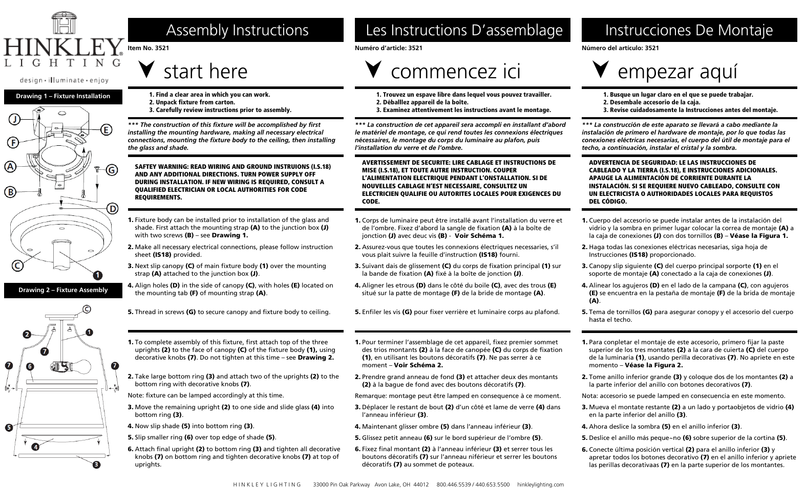Hinkley Lighting CHARLOTTE 3521AN User Manual | 2 pages