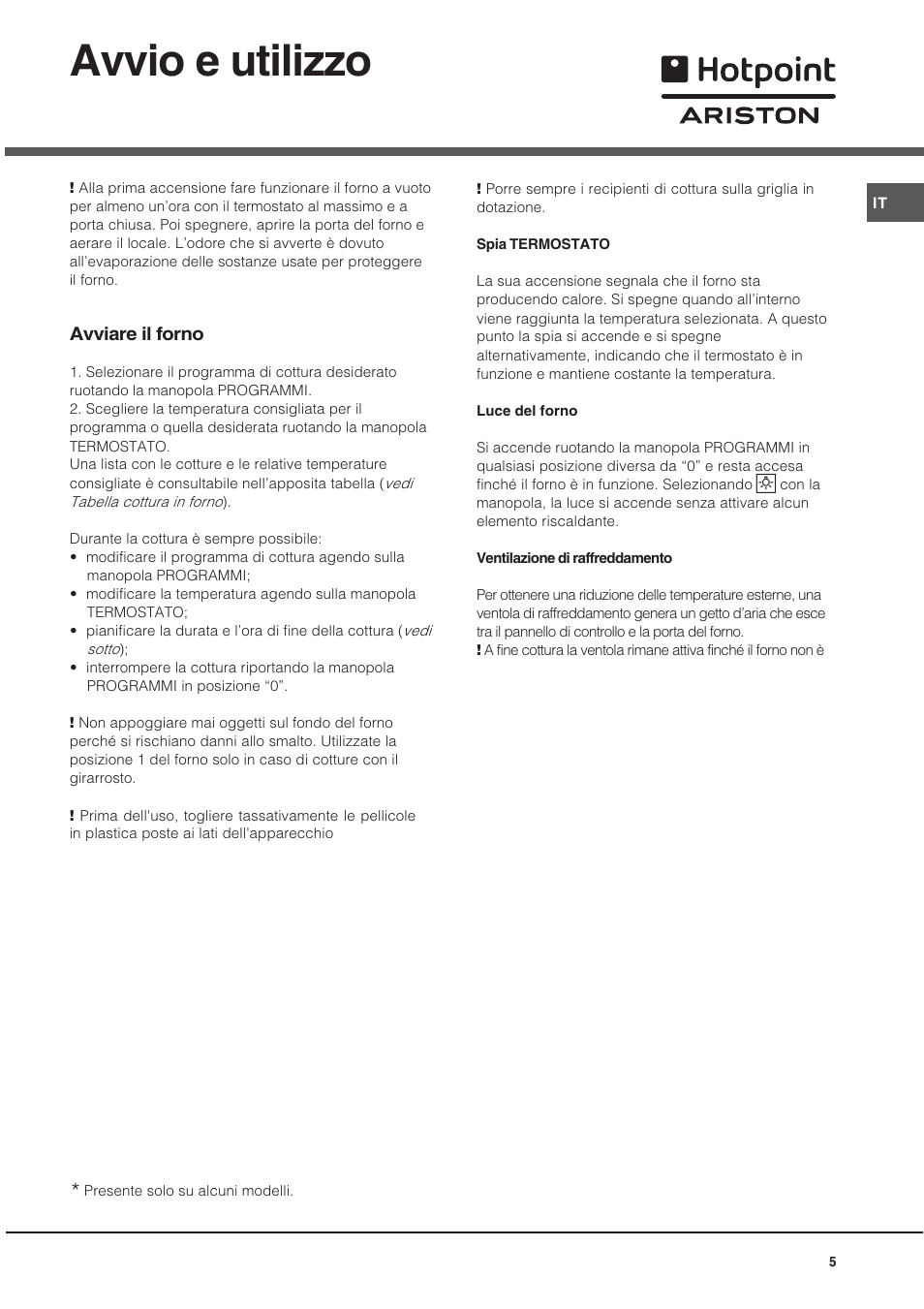 Avvio e utilizzo | Hotpoint Ariston CE 6V M3 R/HA User Manual | Page 5 / 48
