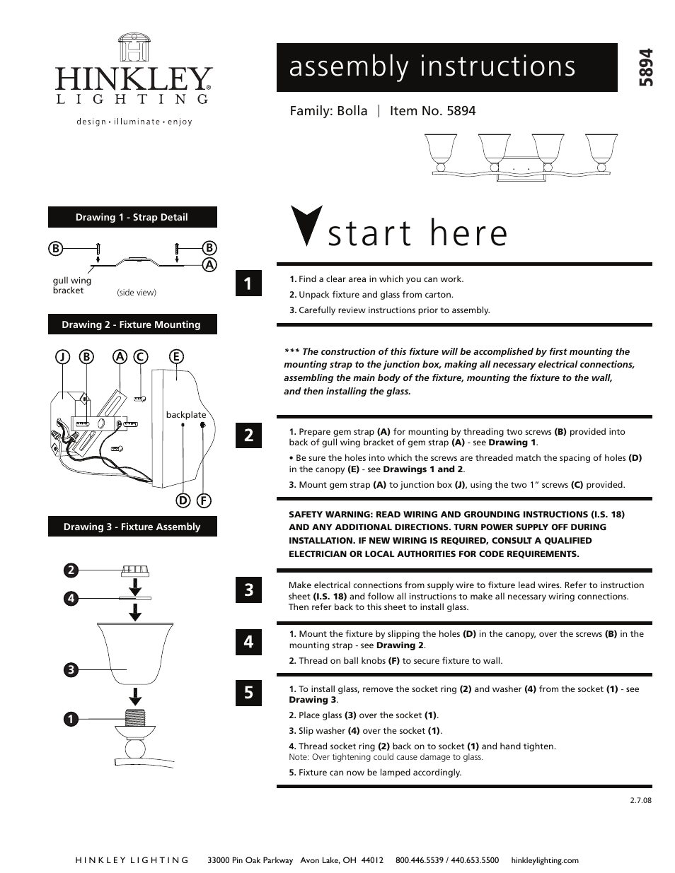 Hinkley Lighting BOLLA 5894 User Manual | 2 pages