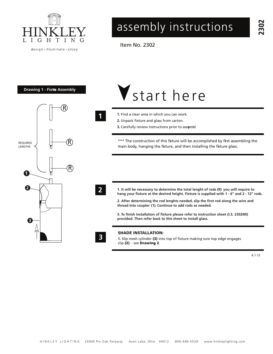 Hinkley Lighting ARIA 2302 User Manual | 3 pages