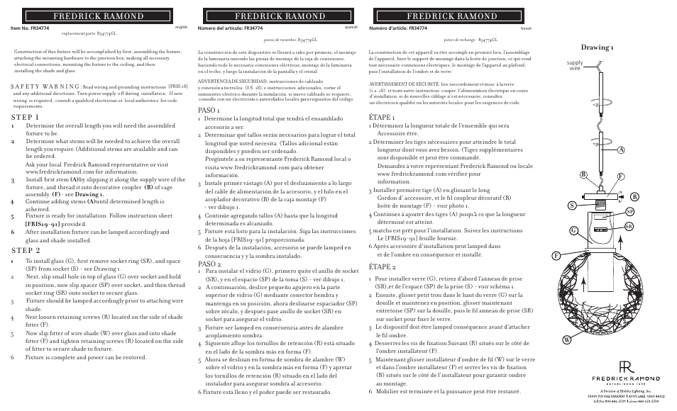 Hinkley Lighting SPAGO FR34774 User Manual | 3 pages