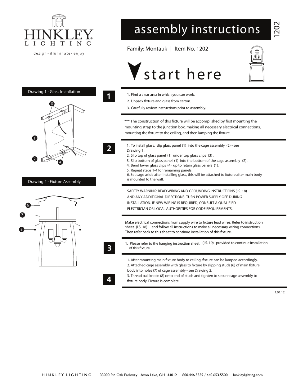 Hinkley Lighting MONTAUK 1202 User Manual | 3 pages