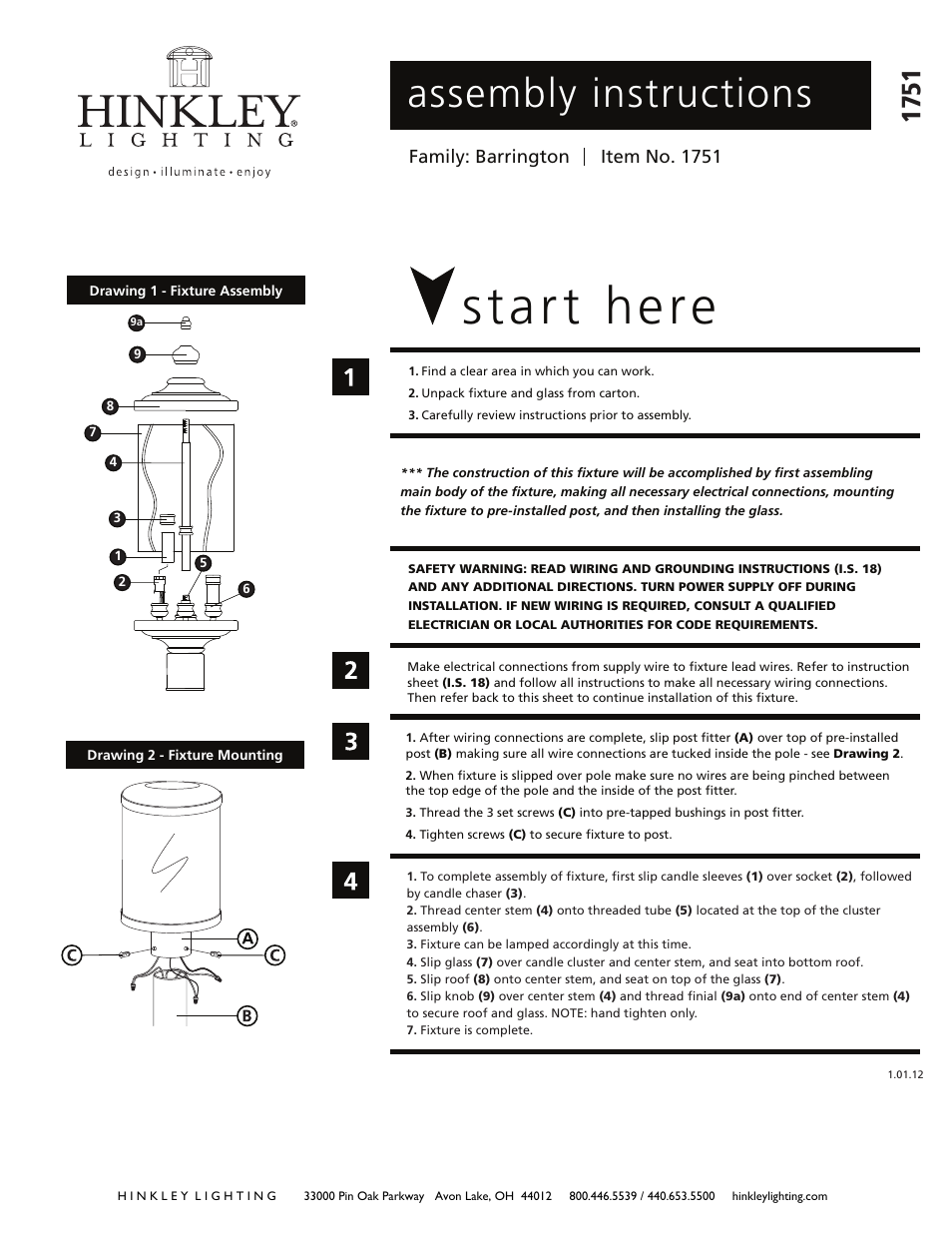 Hinkley Lighting BARRINGTON 1751 User Manual | 2 pages