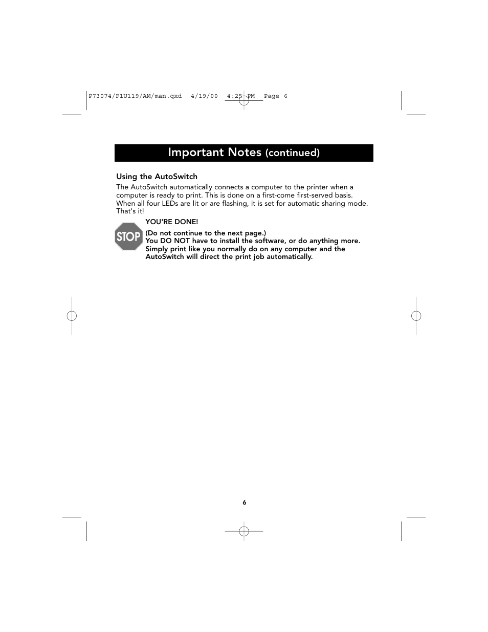 Continued) | Belkin F1U119 User Manual | Page 10 / 108