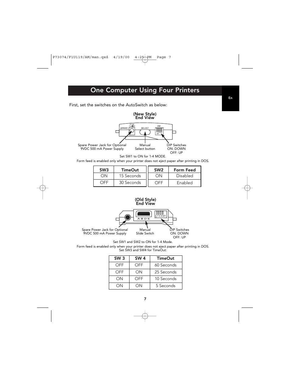 One computer using four printers | Belkin F1U119 User Manual | Page 11 / 108