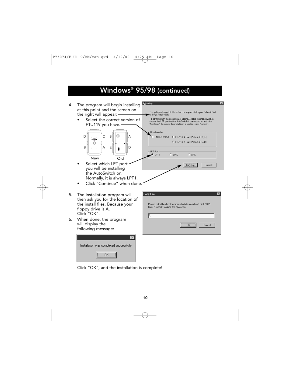 Windows, Continued) | Belkin F1U119 User Manual | Page 14 / 108