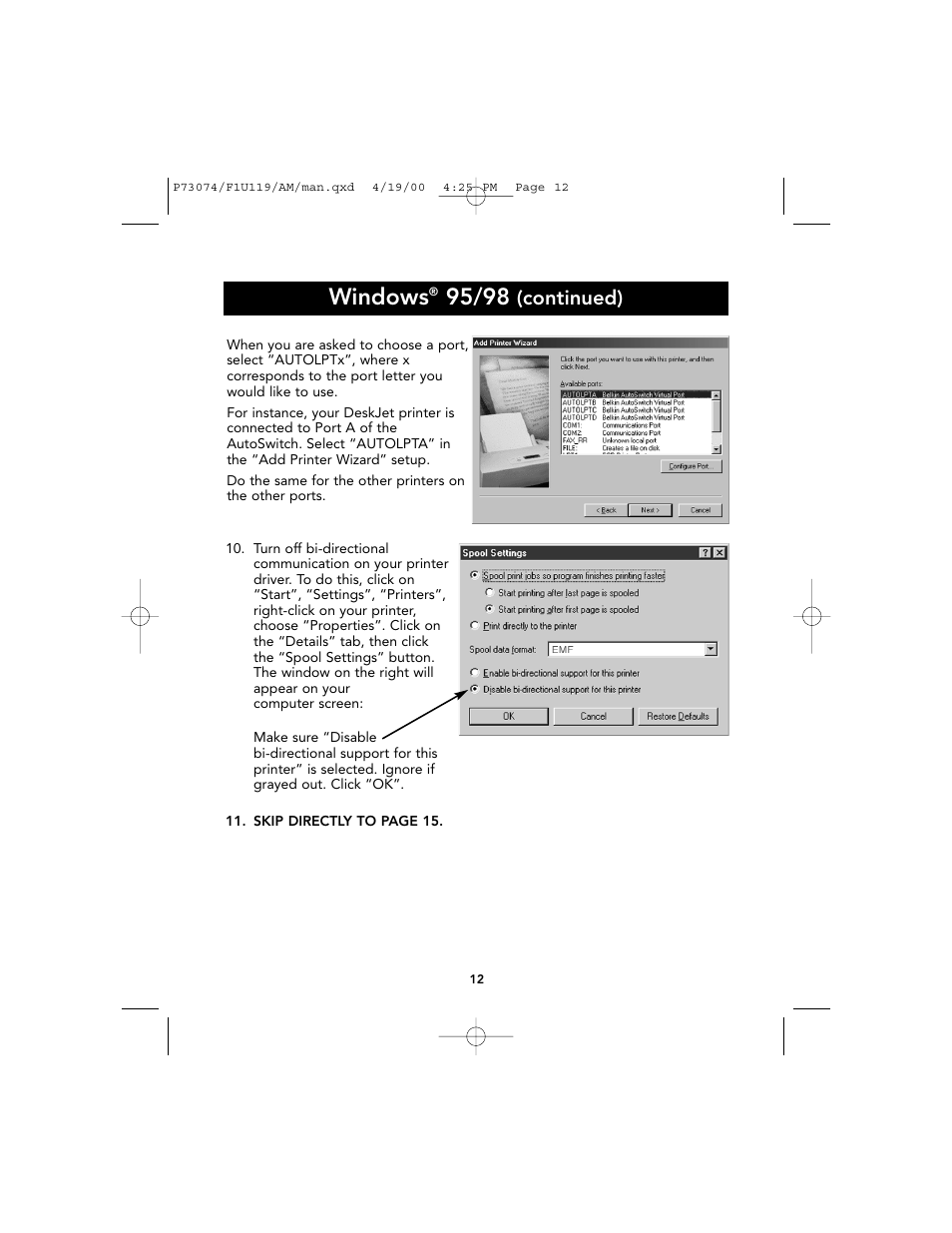 Windows, Continued) | Belkin F1U119 User Manual | Page 16 / 108