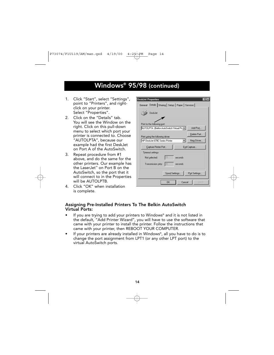 Windows, Continued) | Belkin F1U119 User Manual | Page 18 / 108