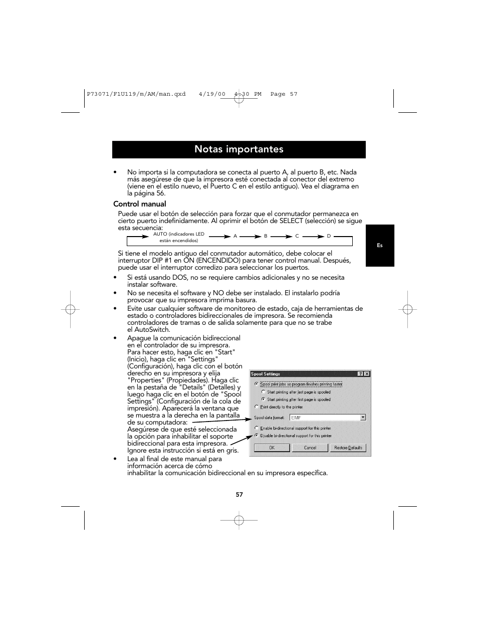 Notas importantes | Belkin F1U119 User Manual | Page 61 / 108