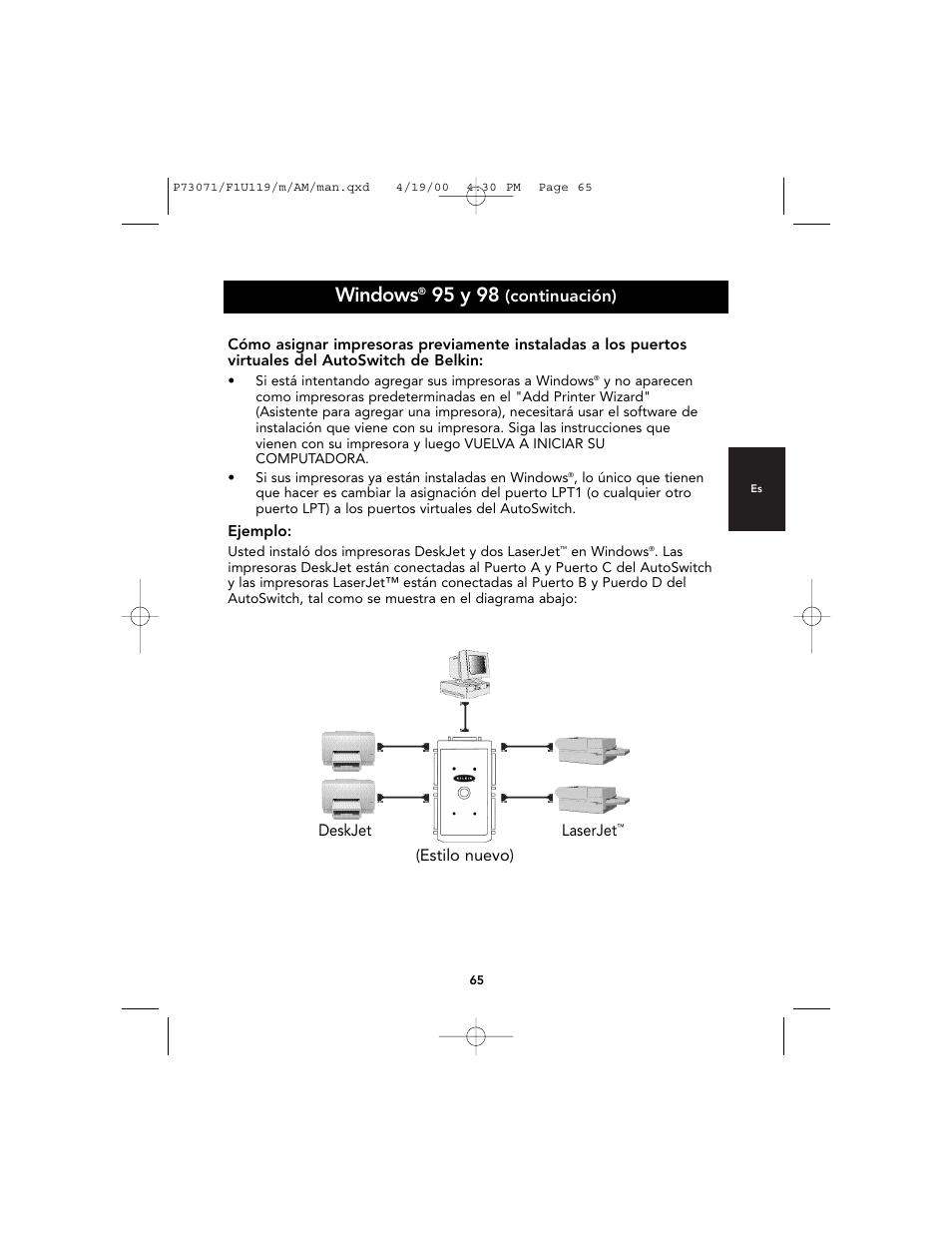 Windows, 95 y 98, Continuación) | Belkin F1U119 User Manual | Page 69 / 108