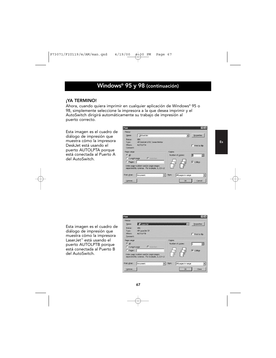 Windows, 95 y 98, Continuación) | Belkin F1U119 User Manual | Page 71 / 108