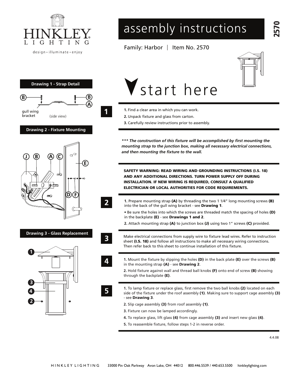 Hinkley Lighting HARBOR 2570 User Manual | 3 pages