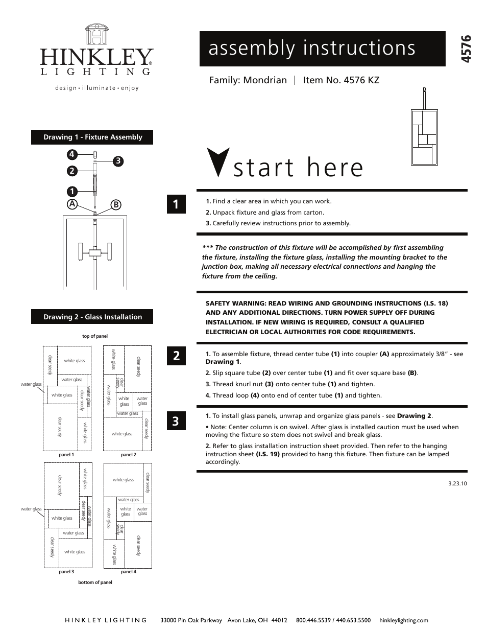 Hinkley Lighting MONDRIAN 4576KZ User Manual | 3 pages