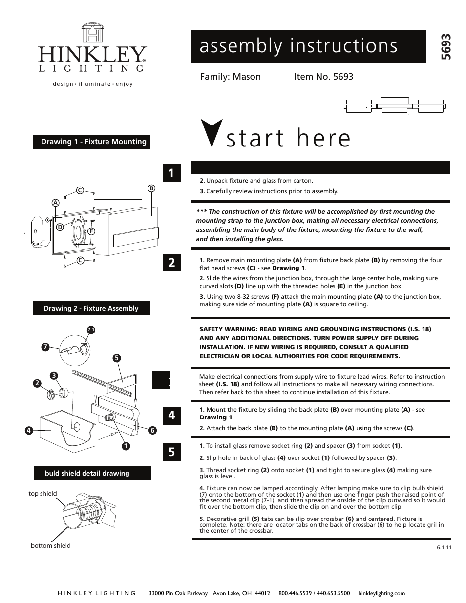 Hinkley Lighting MASON 5693TB User Manual | 1 page
