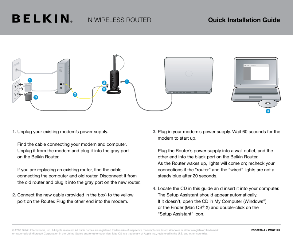 Belkin F5D8236-4 PM01123 User Manual | 2 pages