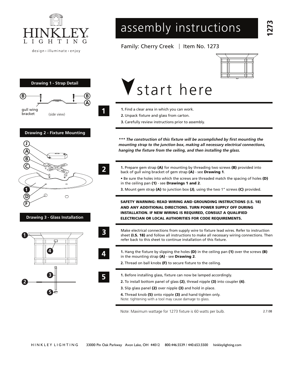 Hinkley Lighting CHERRY CREEK 1273 User Manual | 2 pages
