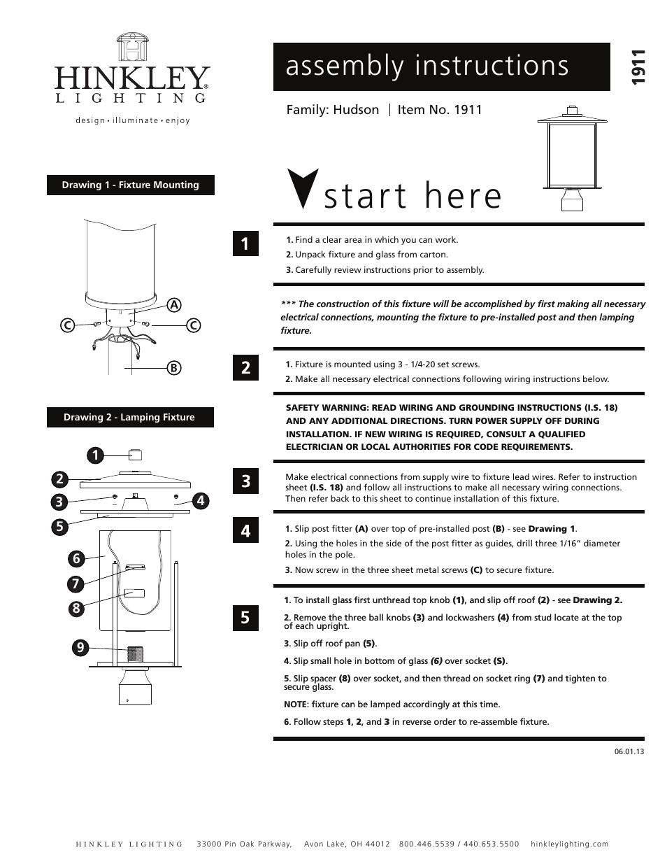 Hinkley Lighting HUDSON 1911 User Manual | 2 pages