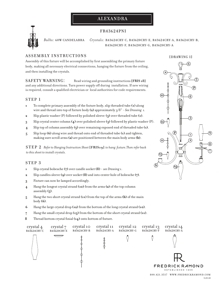 Hinkley Lighting ALEXANDRA FR43624PNI User Manual | 1 page