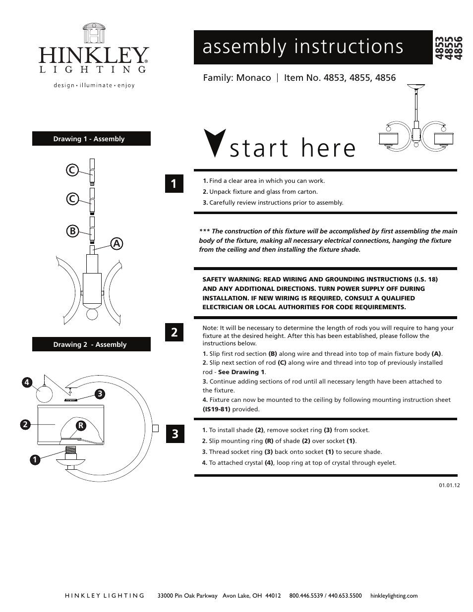 Hinkley Lighting MONACO 4856BC User Manual | 3 pages